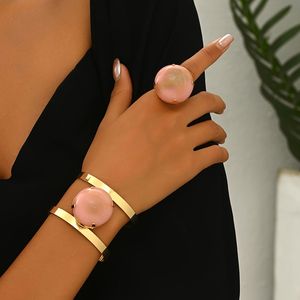 Set di Bracciale e Anello in Cristallo Rosa Dorato, Fatto a Mano, Elettroplaccato, Ipoallergenico, Regalo di Lusso per Uso Quotidiano - Product Image 1