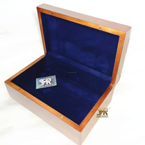 Handcrafted Beautiful Wooden <b>Box</b> with Blue Velvet Interior Painted Technique for Treasures Jewelry Special <b>Keepsakes</b> - Product Image 6