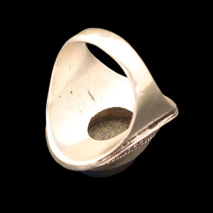 Natural Blue Lapis Lazuli Cabochon <b>Ring</b> Silver Plated Oval Gemstone Signet <b>Ring</b> Handmade Artisan Statement Jewelry OEM ODM Whole - Product Image 3