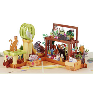Tarjeta de felicitación 3D pop-up de árbol de gatos, hecha a mano, OEM, personalizada, de papel, suministro a granel, directo de fábrica - Product Image 3