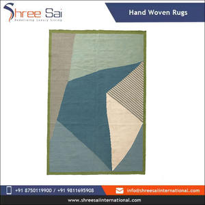 Tapis tissé 100% coton, design bohème à franges, géométrique, lavable, tissage plat, fait main, support en latex, moderne, salon, artistique - Product Image 2