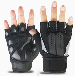 Unisex Half Finger Gym <b>Gloves</b> PU Leather Adjustable Wrist Strap <b>Weight</b> Lifting Fitness Workout Anti Slip Grip Unisex gym workout - Product Image 6