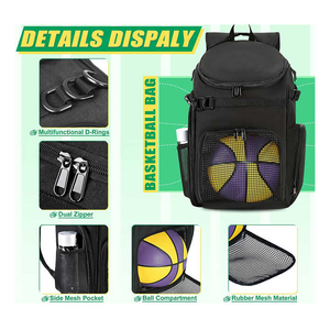 Sac d'entraînement de basketball, grand sac à dos de sport avec porte-ballon dédié, compartiment séparé pour chaussures, rangement spacieux pour équipement - Product Image 3