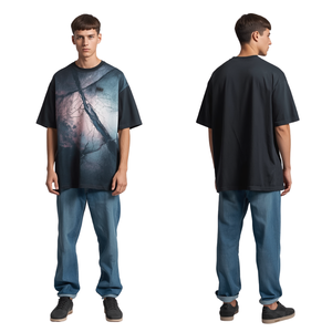 T-shirt de luxe pour homme 100 % coton épais 220 g coupe ample et carrée, impression numérique d'art cosmique de qualité supérieure - Product Image 4