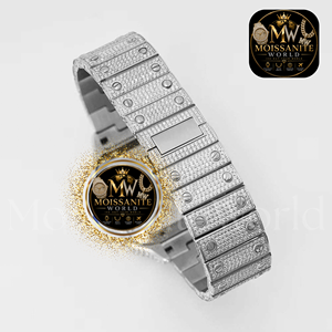 Montre de luxe haut de gamme en moissanite, personnalisée en acier inoxydable, style hip-hop, avec diamants en moissanite - Product Image 3