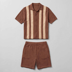 2026 Wholesale Summer Men's Casual Shorts <b>Set</b> Plain Color Solid 100% Cotton Jersey Quick Dry Knitted Customized Logo <b>Twin</b> <b>Set</b> - Product Image 6