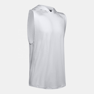 Sudadera sin mangas con capucha para hombre con logo personalizado, chaleco deportivo con cordón para gimnasio y entrenamiento, venta al por mayor - Product Image 2