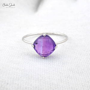 แหวนแต่งงานขายส่ง แหวนหมั้นทองคำขาวแท้ 14k คุณภาพสูง 8 มม. ทรงคุชชั่น ลายตาราง ประดับพลอยประจำเดือนเกิด ขนาด US 6.5 จัดส่งรวดเร็ว - Product Image 1