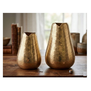 Nouvel Arrivage : Ensemble de 2 pots de fleurs profonds en métal, finition aluminium martelé, faits à la main, style moderne et traditionnel, pour plantes d'intérieur - Product Image 6