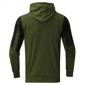 Conjunto Deportivo con Capucha para Hombre, Verde Sólido, Elástico en Cuatro Direcciones, Cierre con Cordón, Forro Polar de Poliéster, Ropa Casual de Otoño - Product Image 4