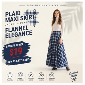 Plaid Maxi <b>Skirt</b> Women High Waist A-Line Flannel Floor-Length <b>Skirt</b> Autumn Soft Woolen Fabric <b>Skirt</b> Comfort Fit Casual <b>Skirts</b> - Product Image 1