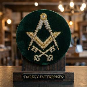 Parche de insignia masónica personalizado hecho a mano con hilo de lingotes de oro, compás cuadrado y espadas cruzadas, emblema Tyler para blazer, parche de uniforme. - Product Image 3