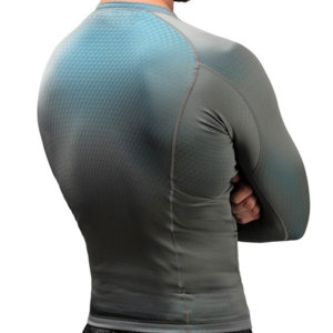 T-shirt de compression de sport personnalisé pour homme, haute qualité, 92 % polyester, 8 % élasthanne, respirant, séchage rapide, coupe longue et ajustée, tricoté - Product Image 5