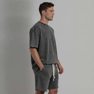 Conjunto de Camiseta y Pantalones Cortos de Poliéster/Algodón de Alta Calidad, Cuello Redondo, Color Sólido, Verano, Casual, Transpirable, Secado Rápido, Térmico, para Hombre - Product Image 4
