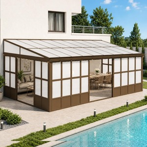 ห้องอาบแดดติดผนัง Domi Outdoor ขนาด 12x20 ฟุต พร้อมหลังคาโพลีคาร์บอเนตและประตูบานเลื่อนแบบล็อคได้ - Product Image 3