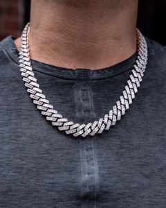 Cadena cubana Iced Out con moissanita y diamantes baguette, joyería hip hop de plata de ley 925 - Product Image 4