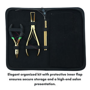 Kit d'outils tout-en-un pour extensions de cheveux avec pince à micro-perles, crochet de tirage, mini-ciseaux coupe-fil, clip de styliste et étui - Product Image 5