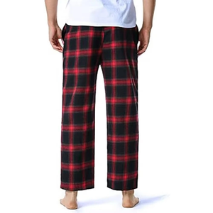 Eco-Friendly Canvas Flannel Trousers Pajama <b>Men's</b> Casual Sleepwear Mid Drawstring Straight Design Lightweight flannel trouser - Product Image 2