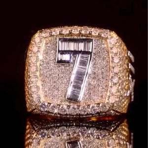Moissanite Diamond Round Cluster Signet <b>Ring</b> Iced Out Hip Hop Statement <b>Ring</b> Luxury Men's Baguette Halo <b>Cocktail</b> <b>Ring</b> - Product Image 1