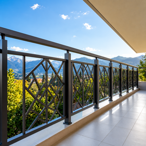 Barandilla de Balcón Decorativa Moderna de Metal Negro, Barandilla de Hierro Forjado para Diseño de Terraza de Apartamento o Villa - Product Image 2