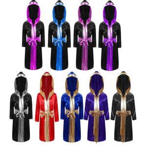 Boxing Robe Satin Fabric Customized Embroidery Sublimation Fight <b>Night</b> Gym Boxing Karate Entrance Wear - Product Image 4