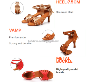 Chaussures de danse latine/salsa/tango pour femmes, best-seller, modèle Bold Smart, BS 0173, talon moyen, tissu satiné doux, authentique - Product Image 5