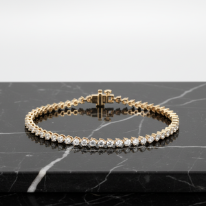 Zyorio Jewels 14K Gold Plated Bezel Setting Diamond Chain Link <b>Charm</b> Bracelet Classic Design Women/Unisex Wedding Gift - Product Image 6