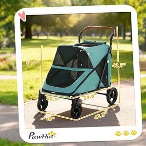 Passeggino per Cani di Taglia Grande fino a 30 kg, Maniglia Regolabile in 8 Posizioni, Sospensioni a Molla, Colore Verde Acqua - Product Image 2