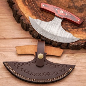 Cuchillo Ulu Profesional de Acero de Damasco Forjado a Mano, Personalizable, con Hoja Recta, Mango de Madera Pakka y Funda, Servicio ODM/OEM - Product Image 5