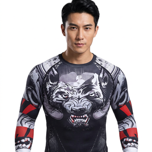 Chemise de sport pour homme à manches longues, imprimé loup, séchage rapide, polyester - Product Image 4