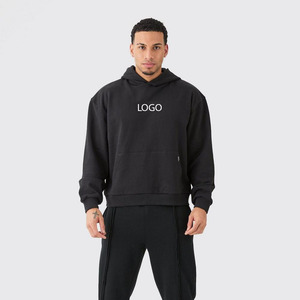 OEM Custom Logo Unisex Sports Hoodie Men's Winter Thermal 100% Cotton Drop Shoulder Oversized Thick Fleece Lined Plain Dyed - Product Image 1
