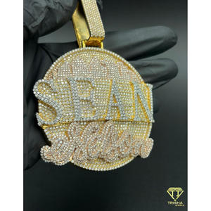 Collier de luxe SEAN avec lettres serties de pierres et pierres de moissanite, bijoux hip-hop, pendentif de luxe - Product Image 5