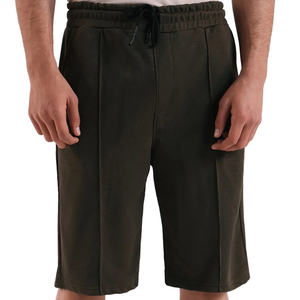 Shorts Bermuda en Coton Noir Uni de Qualité Supérieure pour Hommes avec Cordon de Serrage à la Taille et Poches Latérales Style Décontracté 2026 - Product Image 1