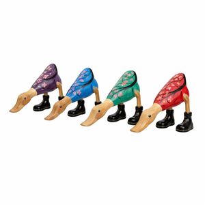Figurines de canards en bois faites à la main, peintes, décor animaux colorés pour la décoration de la maison - Product Image 4