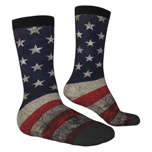 Chaussettes en coton pour hommes de qualité supérieure, broderie en laine, motif drapeau américain, antidérapantes, chaussettes courtes décontractées pour l'automne et les sports d'été - Product Image 1