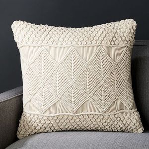 Housse de coussin en macramé à tricoter faite à la main en coton carré housse de canapé décorative pour la maison tissée à la main caractère zippé 45x45 vente en gros - Product Image 2