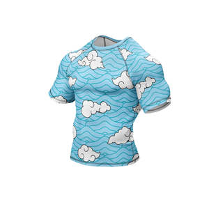 OEM Custom Logo Heat-Transfer Printed Men's 100% Polyester MMA Rashguard Short Compression Shirt Breathable Quick Dry UV - Product Image 6
