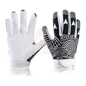 Guantes de dedo completo con estampado geométrico en blanco y negro, antideslizantes, para exteriores, unisex, de poliéster, con cierre de gancho y bucle - Product Image 3