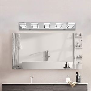 32\" Modern Chrome 5-Light LED Vanity Light Square <b>Acrylic</b> Lampshades Wall Mount Fixture <b>Mirror</b> Lighting for Bathroom - Product Image 3