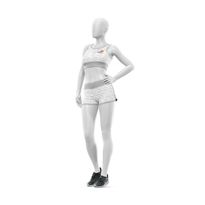Ensemble de yoga 2 pièces : haut court à col rond et short personnalisé en Spandex/Nylon, extensible dans les quatre sens, respirant, écologique, tissu intelligent - Product Image 5