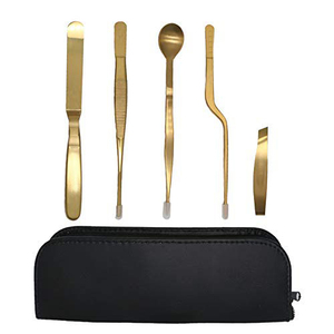 Altomme Instruments – Ensemble de 5 outils de platsure dorés pour chef, pincettes, spatule, cuillère à sauce pour la présentation culinaire et la cuisson - Product Image 1