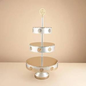 Premium Quality Silver Chocolate Cake Tray With <b>Stand</b> Latest Design Dessert Tray <b>Tea</b> and Coffee Serving Cake <b>Stand</b> Server - Product Image 5