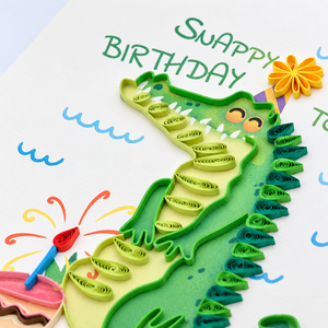 Carte de vœux artisanale personnalisée sur le thème du crocodile, idéale pour les anniversaires, en papier de papeterie, cadeau, vente en gros, Vietnam - Product Image 3