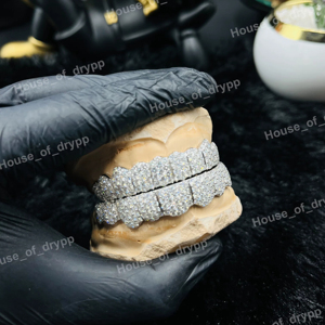 Ensemble de grillz en argent 925 sertis de diamants, style hip-hop unisexe, ajustement personnalisé pour dents supérieures et inférieures, bijoux de luxe, cadeau - Product Image 1
