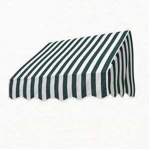 Green and White Stripes 4-<b>Window</b> Door Awning Sun Shade Canopy Outdoor Patio <b>Cover</b> with Stylish Pattern - Product Image 1