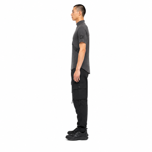 <b>Mens</b> Premium Techwear #2XL# Turtleneck #180GSM# <b>Stretch</b> Short Sleeve Quick Dry Baslay W/ Removable Utility Strap Smoke Tee - Product Image 3