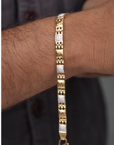 22K Gold Gents Bracelet for <b>Men</b> Designer Two Tone Pattern Stylish Chain Elegant Daily Wear Jewelry Designer Bracelet for <b>Men</b> - Product Image 4