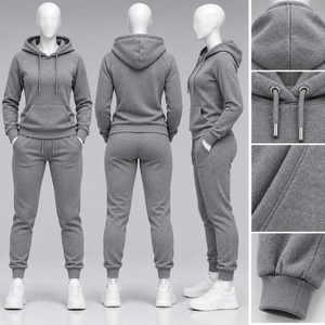 Ensemble de survêtement 2 pièces personnalisé pour femme, en molleton premium, comprenant un sweat à capuche et un pantalon de jogging, modèle uni, pour la vente en gros - Product Image 4