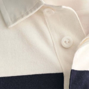 Polo de manga larga a rayas para hombre, diseño casual de ajuste regular, patrón azul marino y blanco, servicio OEM, camisas de manga larga. - Product Image 5