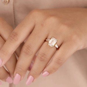 Zircon <b>Statement</b> Engagement <b>Ring</b> Elegant Modern Fine Jewelry 925 Sterling <b>Silver</b> 14K Gold Plated Bridal <b>Ring</b> - Product Image 4